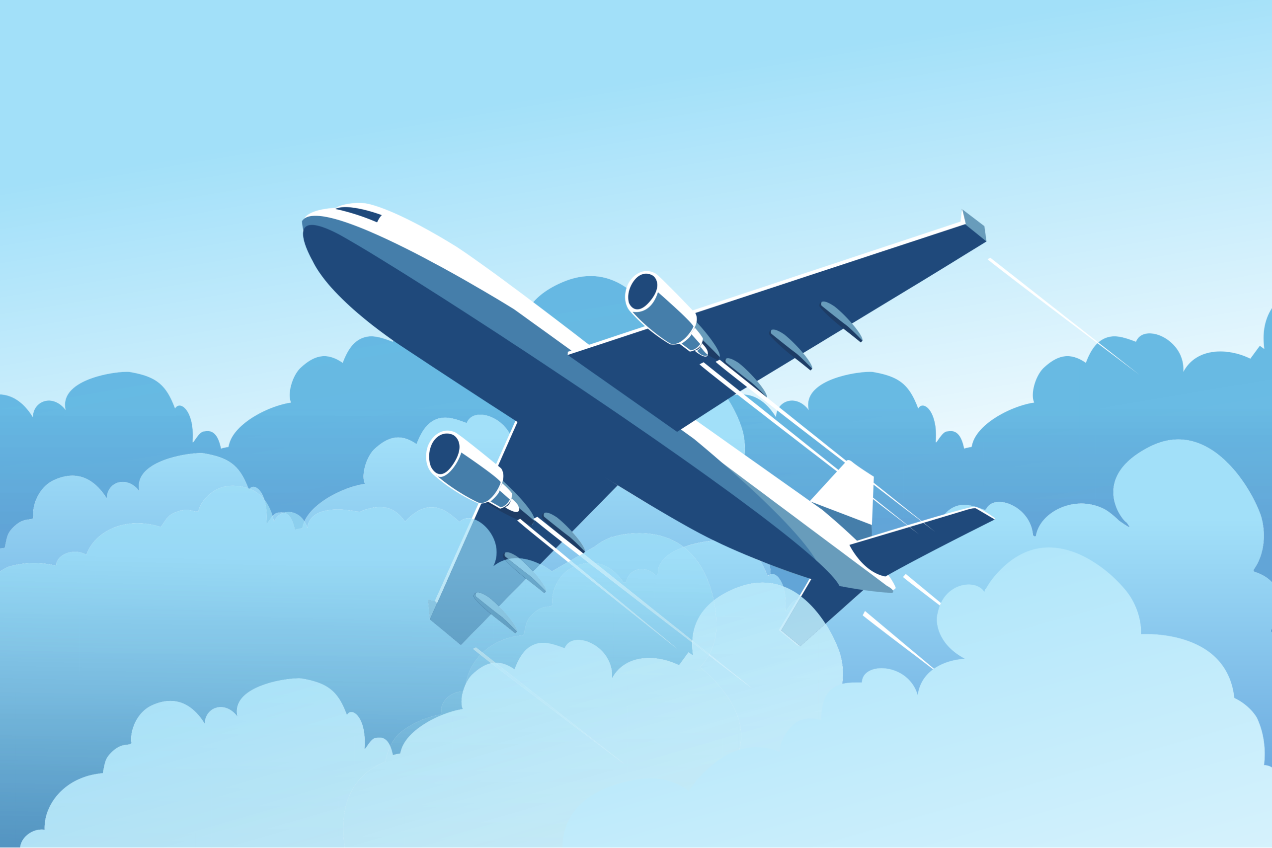a vector image of a comercial airplane on a black background