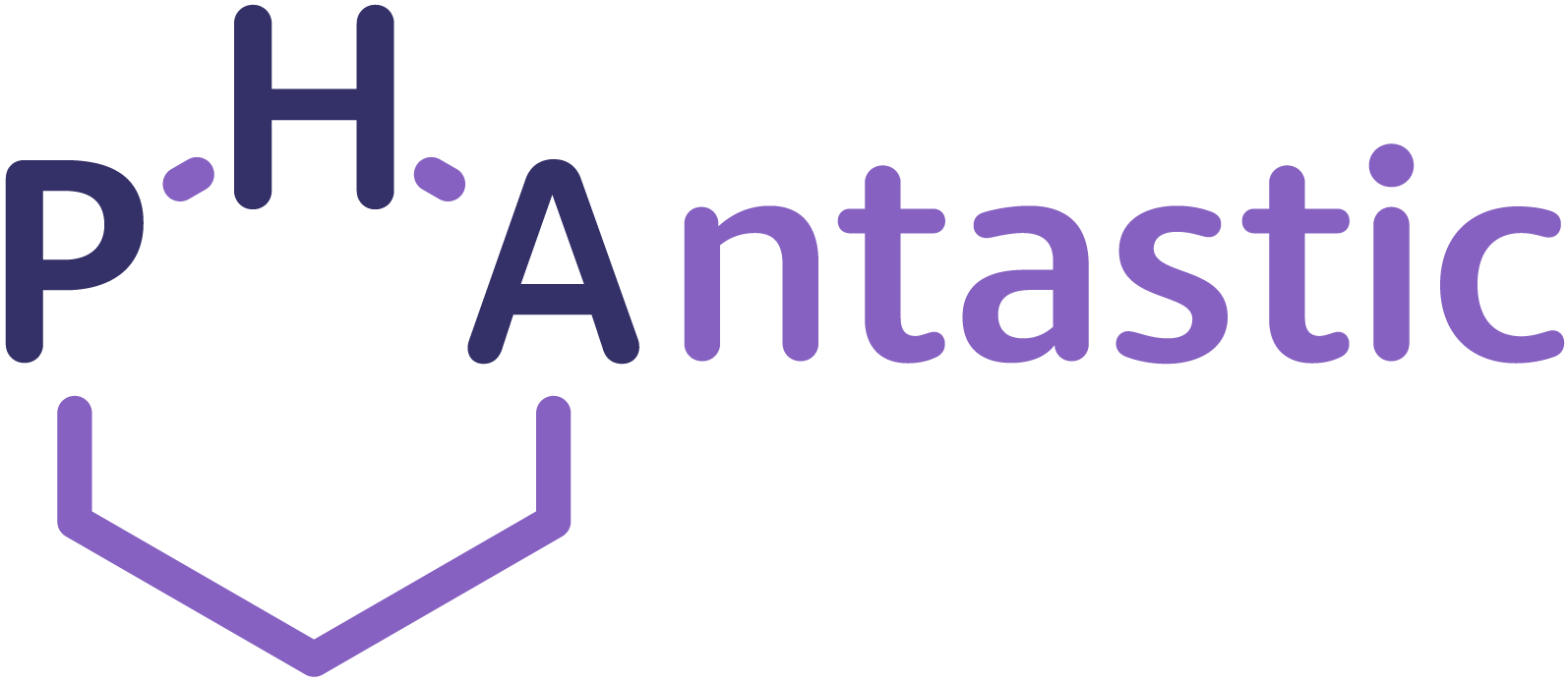 Logo featuring "P.H. Antastic" in purple, with a stylized hexagonal shape, symbolizing chemistry or science.